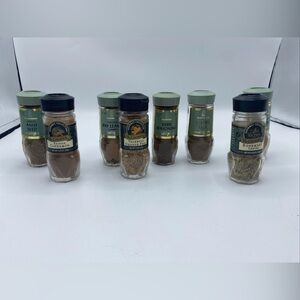 McCORMICK Vintage Glass Spice Bottle Green Lid Celery Salt, Anise, Bay Leaves,